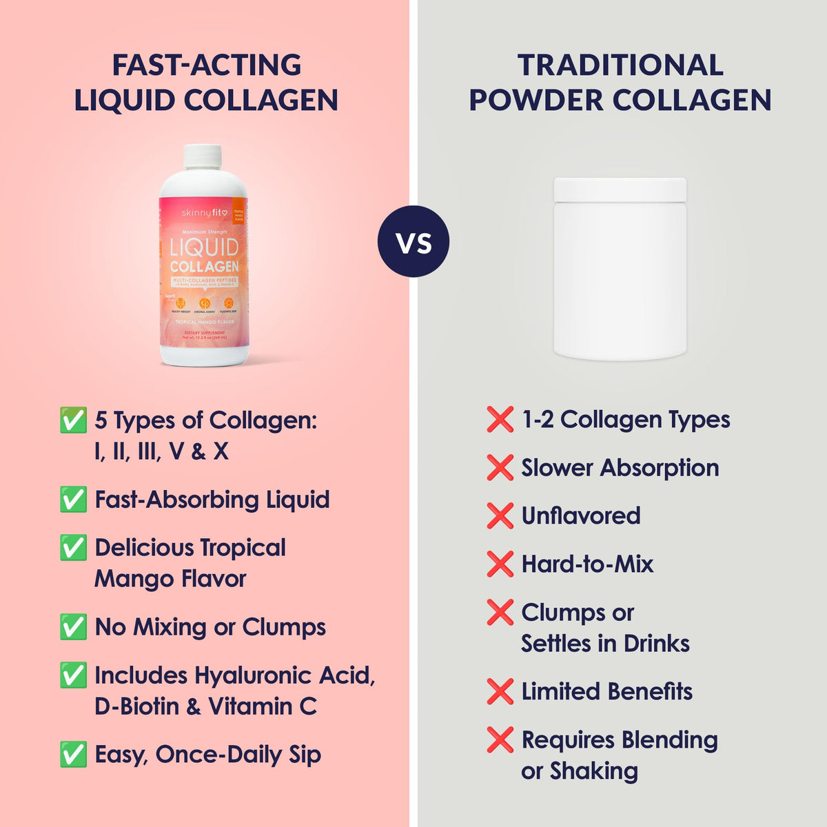 Collagène liquide SkinnyFit avec des fruits tropicaux en arrière-plan