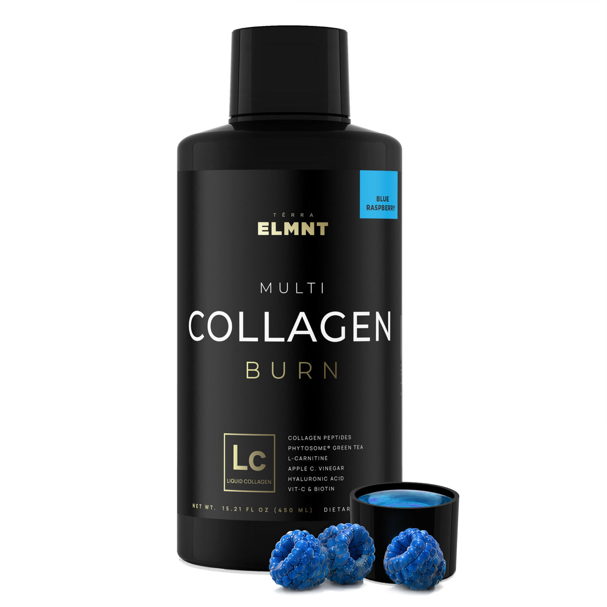 Collagène liquide TERRA ELMNT 590g saveur framboise bleue vue de face