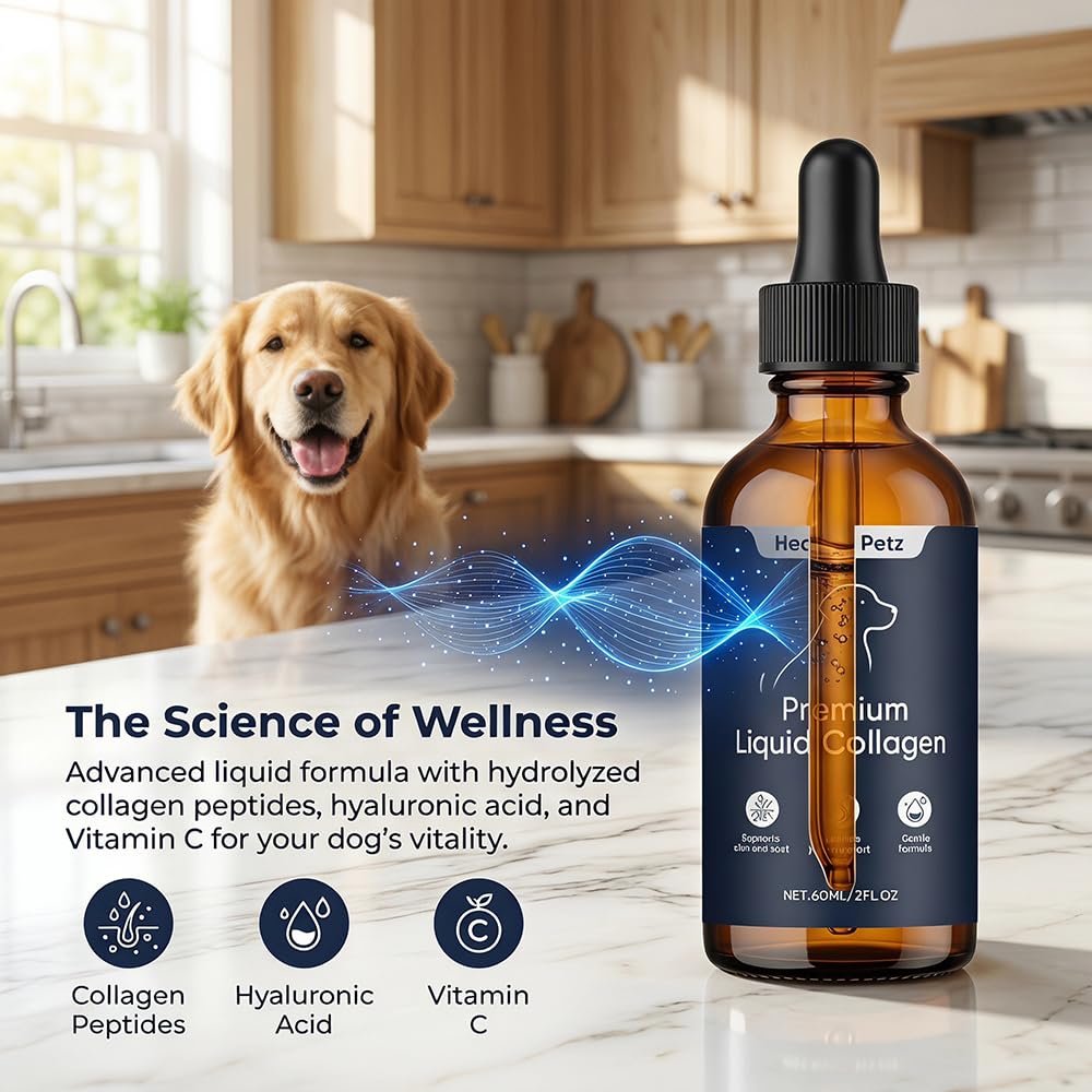 Collagène liquide VERTISOOTH versé dans un bol pour chiens