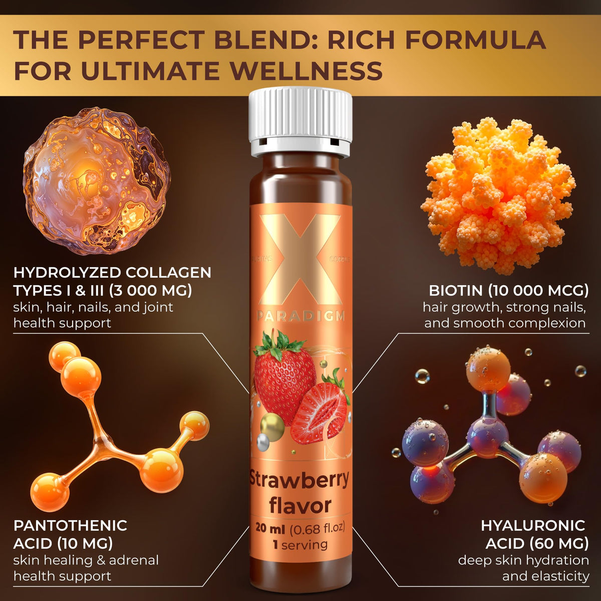 Collagène liquide XParadigm 20ml fraise, flacon arrière