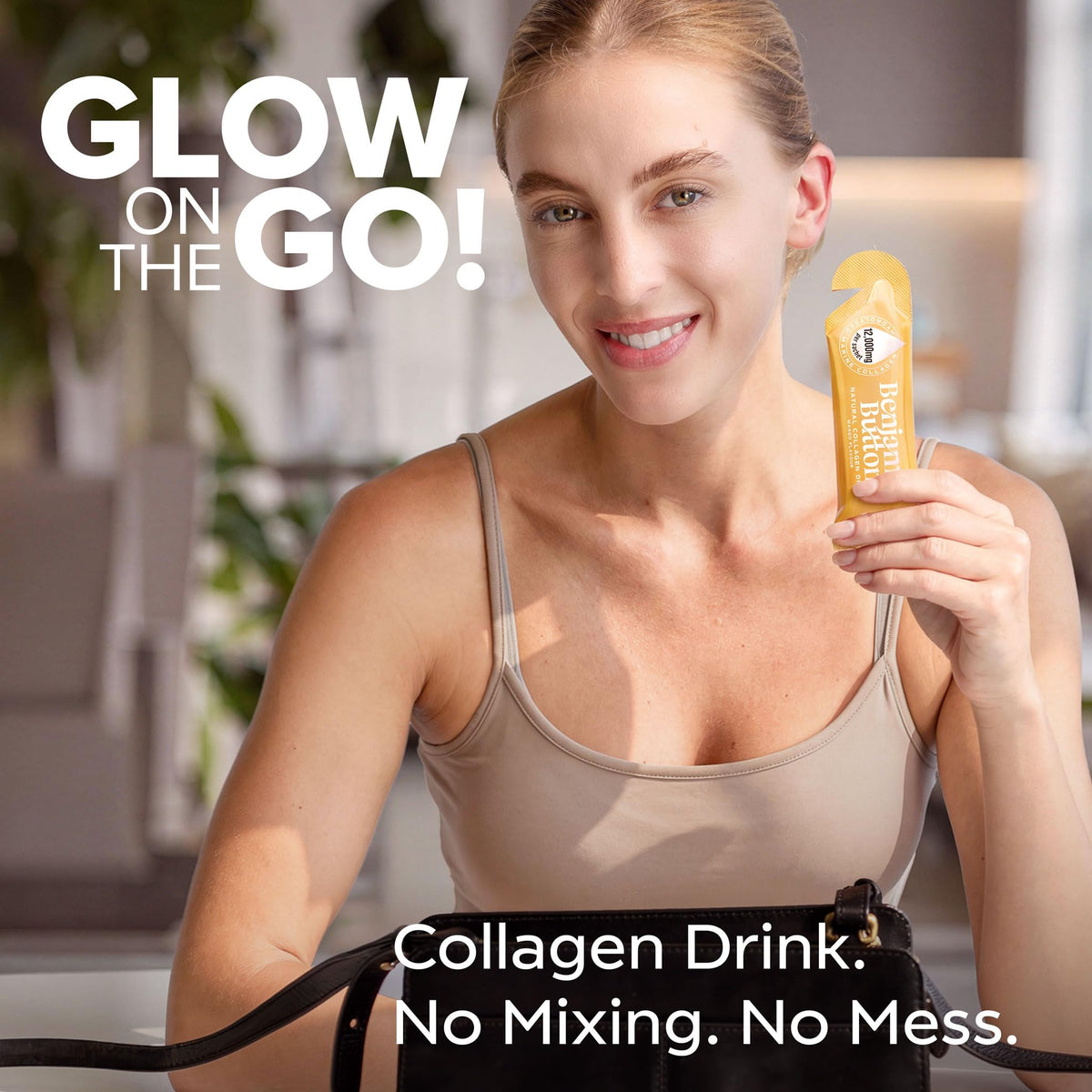 Collagène marin liquide Benjamin Button 12 000mg en utilisation quotidienne