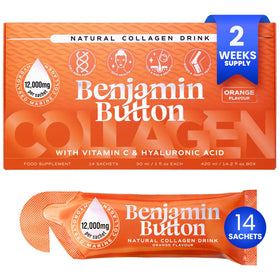Collagène marin liquide Benjamin Button 12 000mg sachet orange face