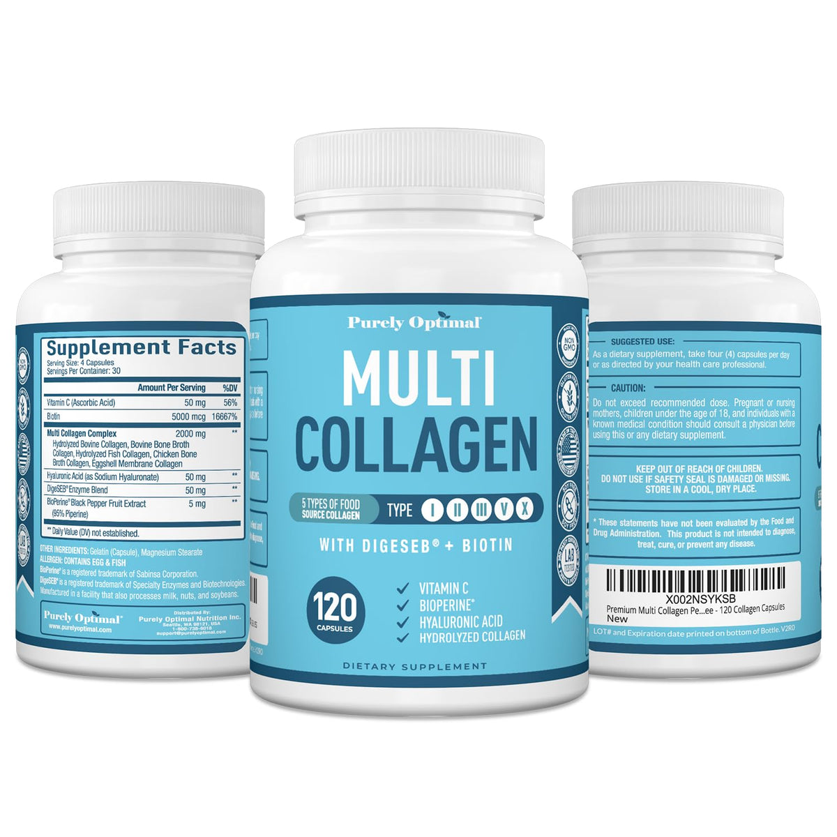 Collagène Multi Capsules avec une tasse d'eau