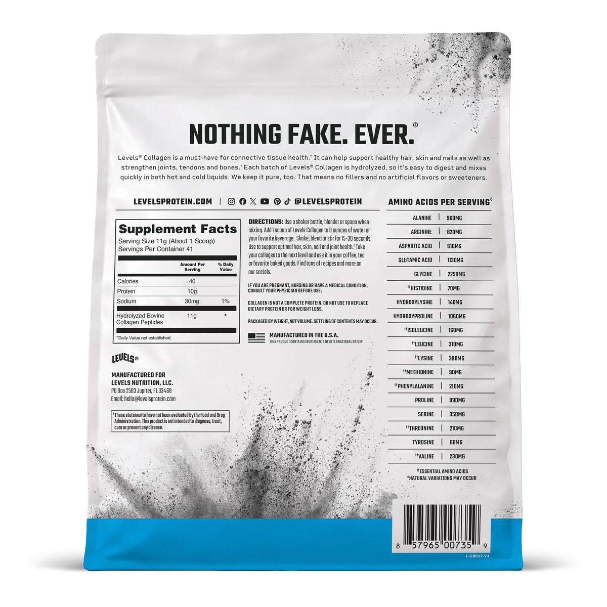 Collagène Peptides Levels Nutrition avec des ingrédients naturels