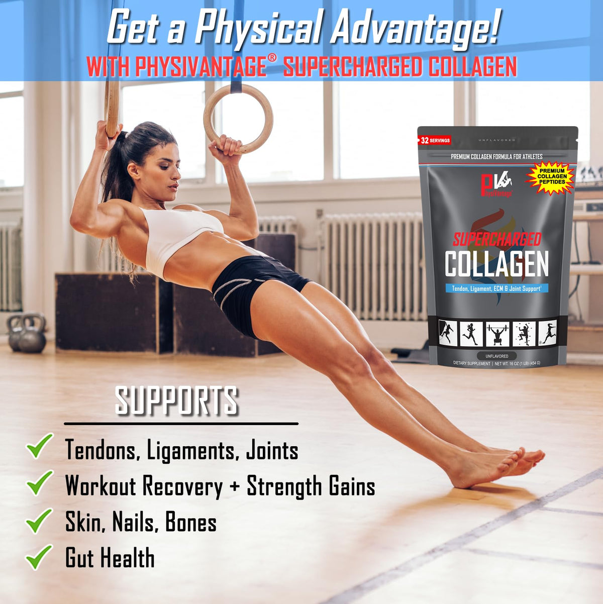 Collagène superchargé PhysiVantage 499g en sachet compressible
