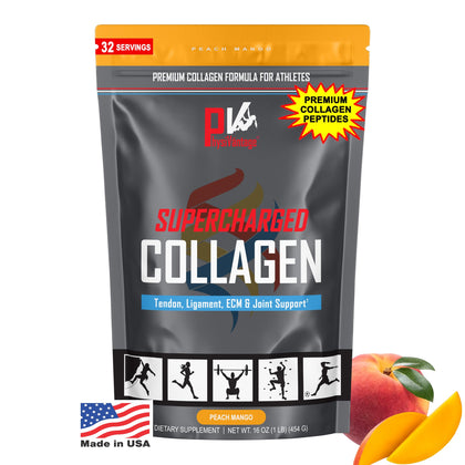 Collagène Supercharged PhysiVantage en poudre 481g saveur Pêche Mangue