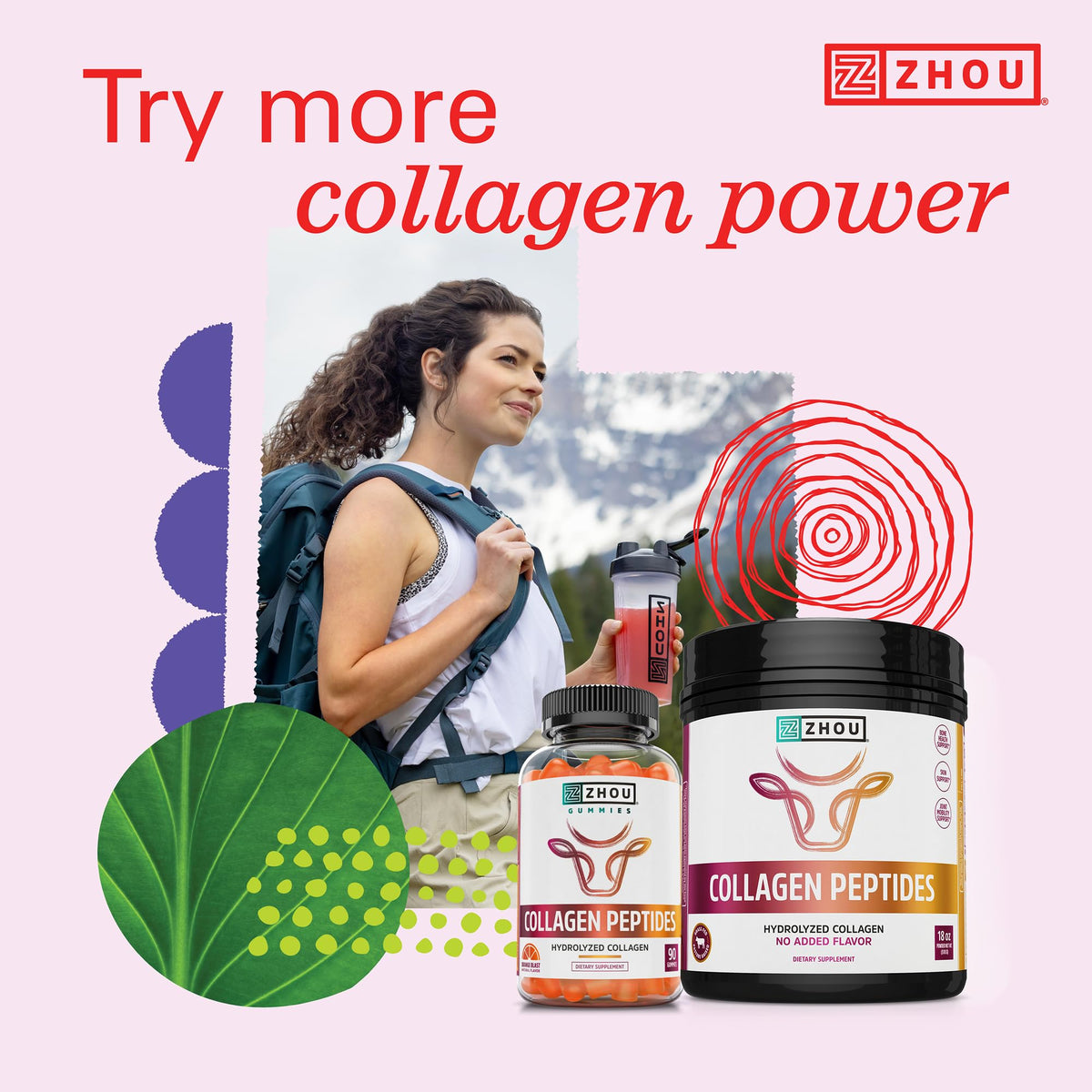 Collagène ZHOU sur une table avec des ingrédients