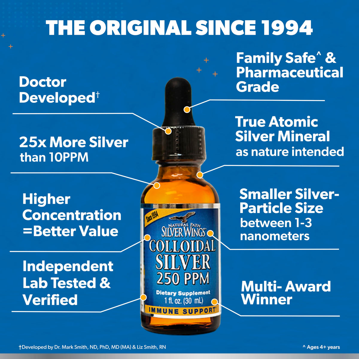 Colloidal Silver 250ppm Natural Path Silver Wings, vue latérale