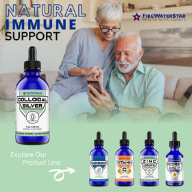 Colloidal Silver FIREWATERSTAR avec des gouttes visibles