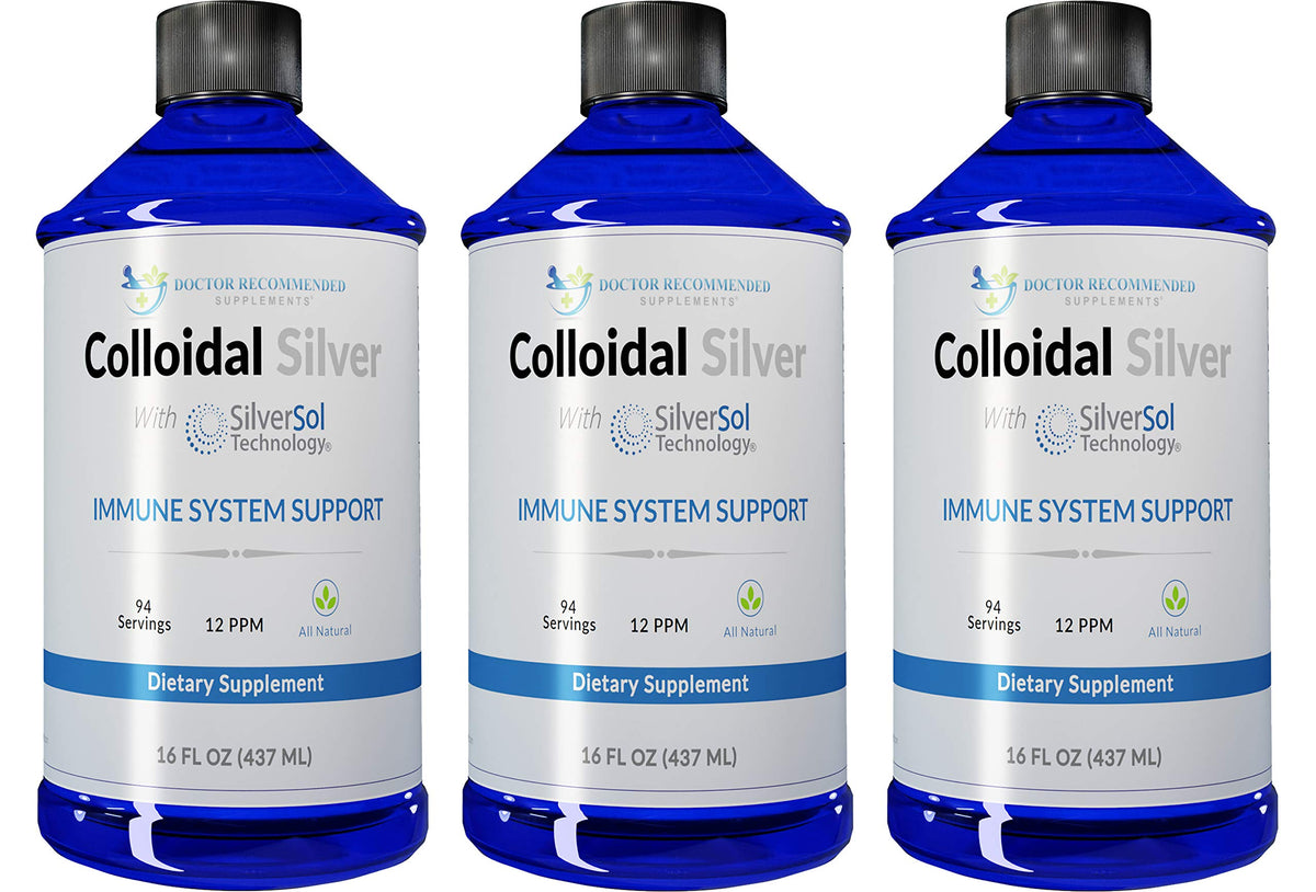 Colloidal Silver Liquid 12 PPM 3 bouteilles de 473 ml