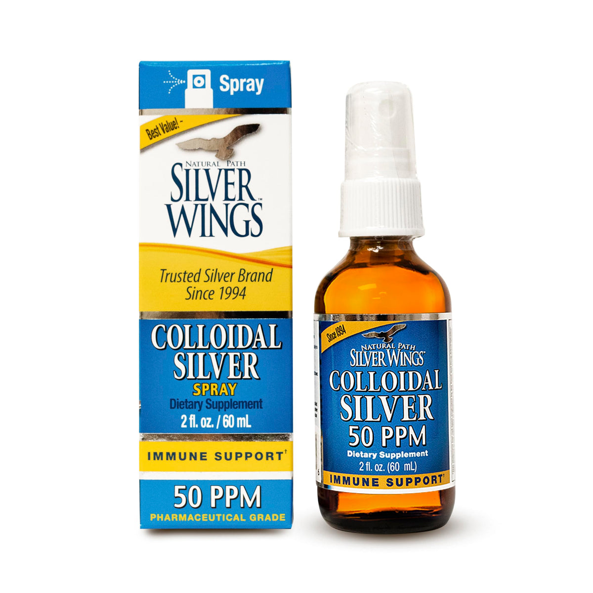 Colloidal Silver Natural Path Silver Wings 50ppm 2 fl oz Spray front view