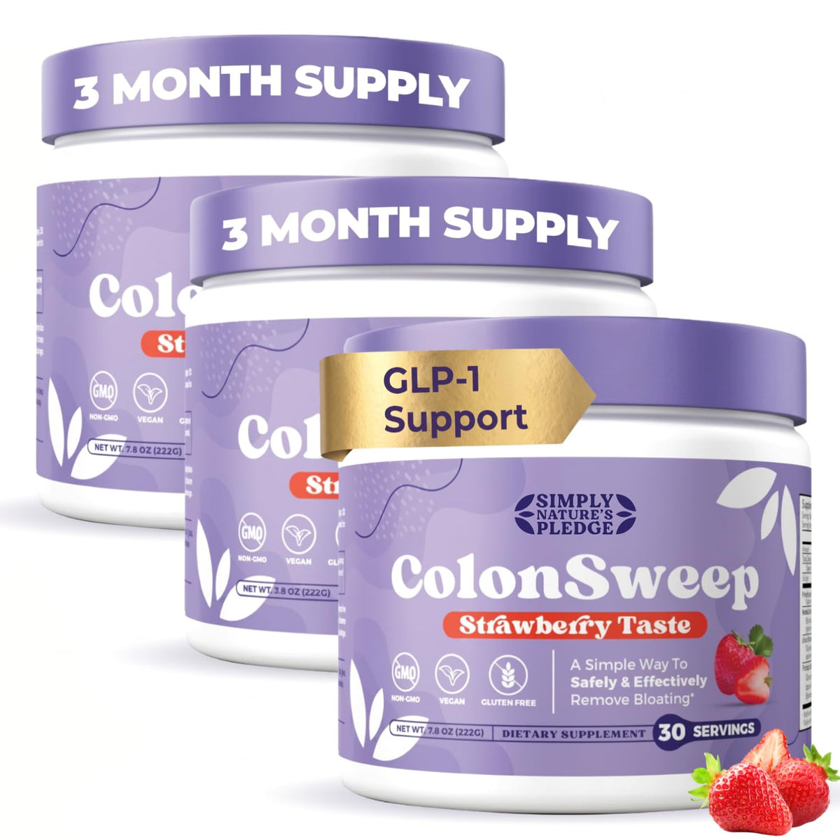COLON SWEEP Poudre de Psyllium 3 Paquets Saveur Fraise vue de face