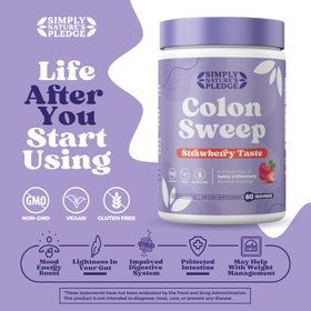 COLON SWEEP Poudre de Psyllium sur une table avec fruits