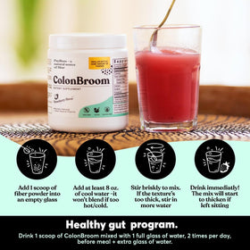 ColonBroom Poudre de Psyllium 748g Fraise en usage
