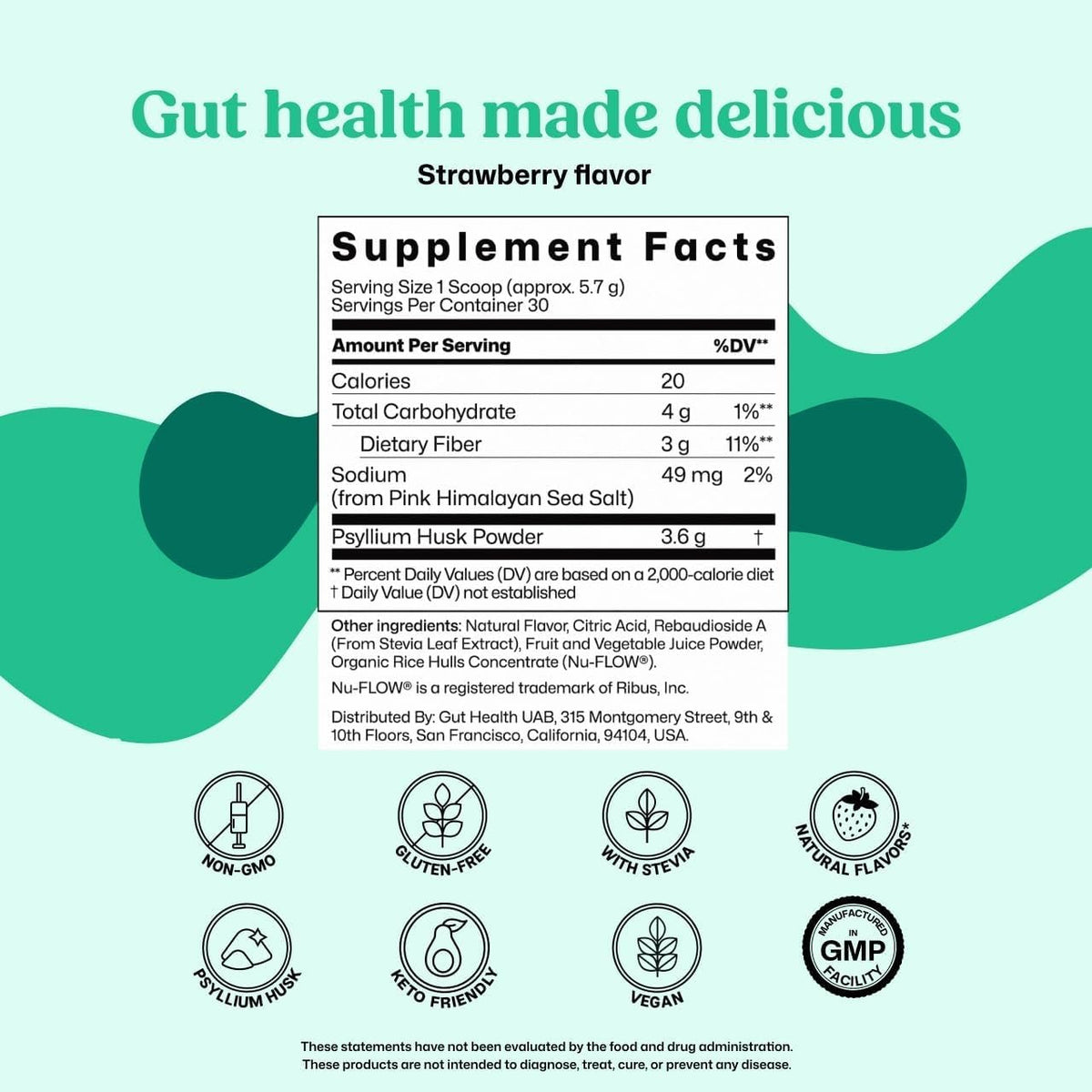 ColonBroom Poudre de Psyllium Fraise 222g étiquette détail