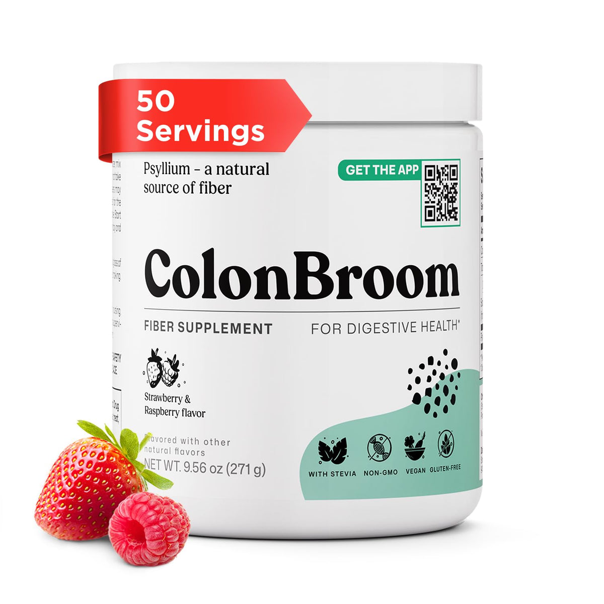 ColonBroom Poudre de Psyllium Fraise 345g vue de face