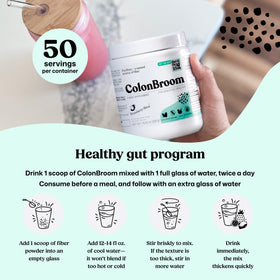 ColonBroom Poudre de Psyllium Fraise 740g en préparation