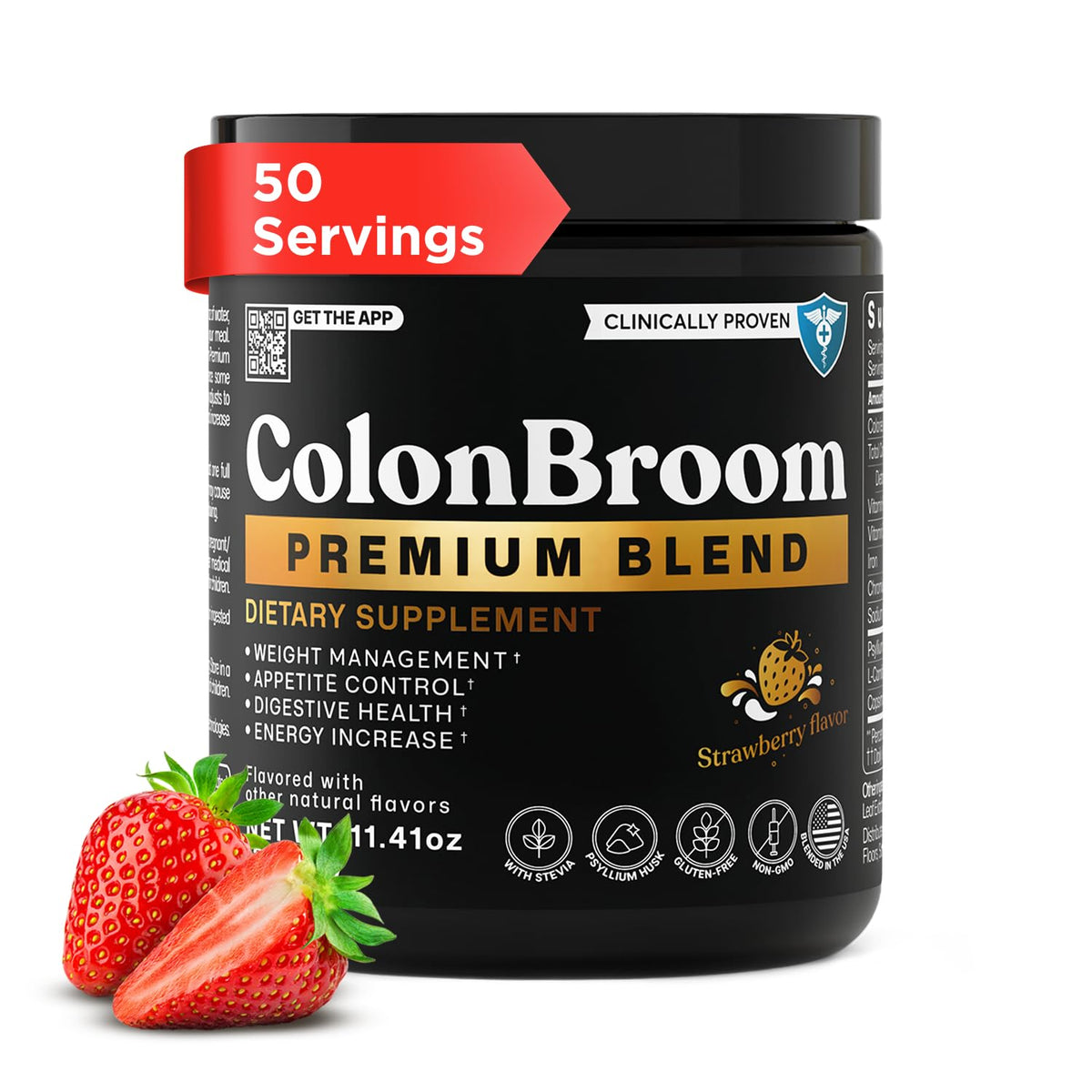 ColonBroom Poudre de Psyllium Premium Fraise 399g vue avant