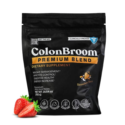 ColonBroom Poudre de Psyllium Premium Saveur Fraise 90 Portions vue de face