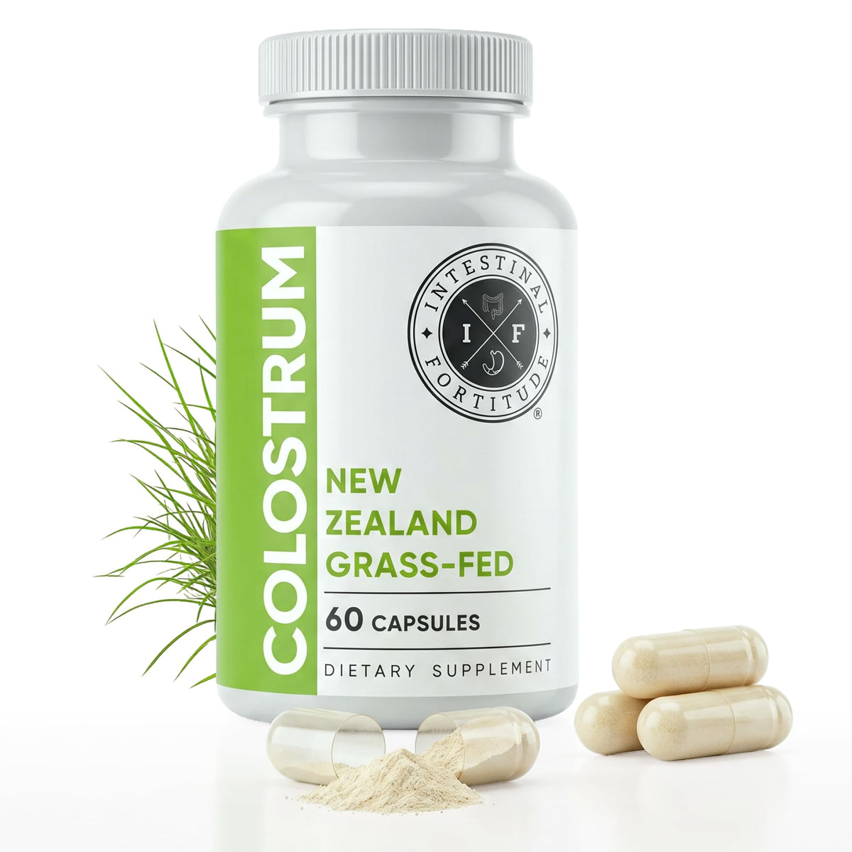 Colostrum 500 mg Intestinal Fortitude capsules devant l'emballage