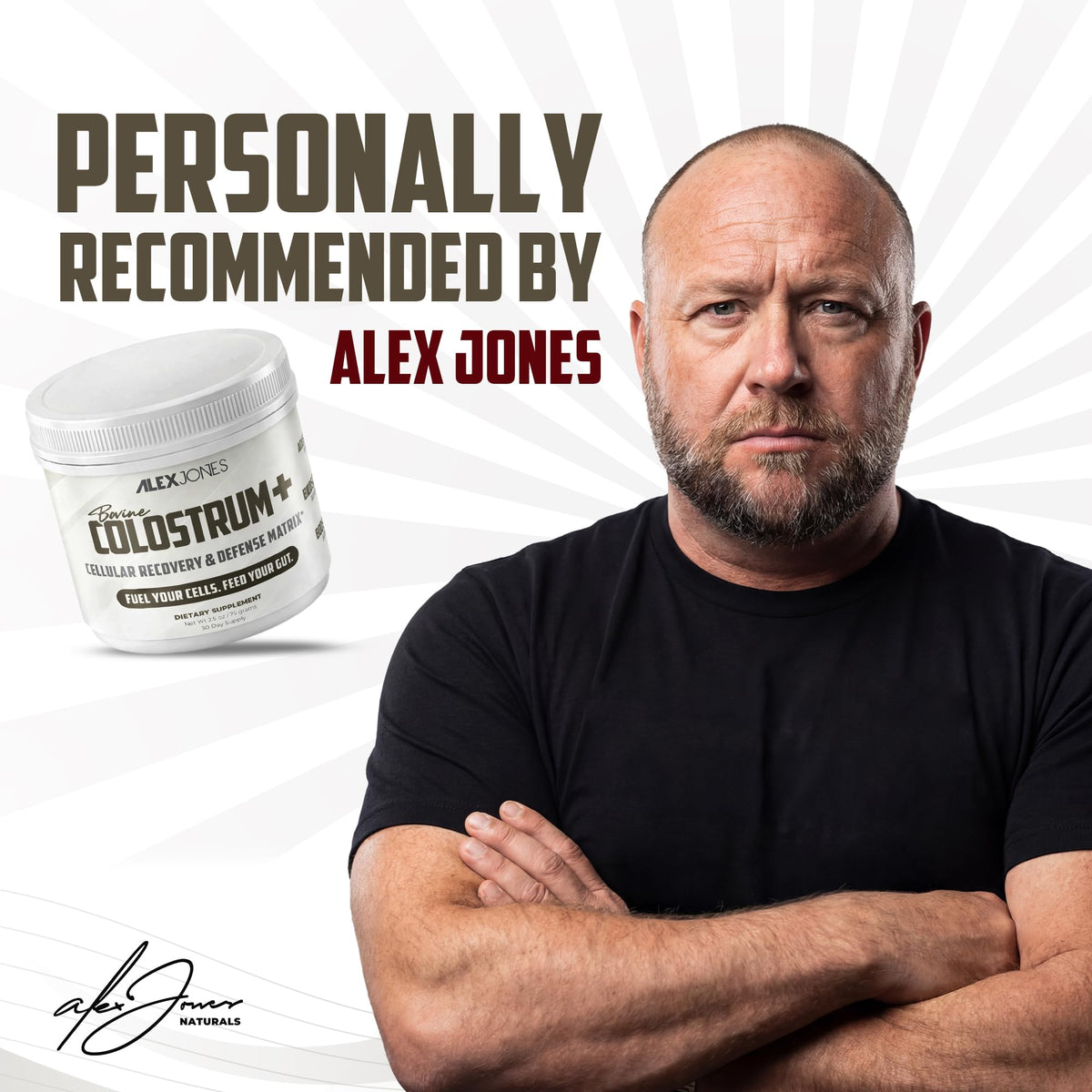 Colostrum+ Alex Jones Naturals 132g poudre dans un verre