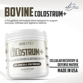 Colostrum+ Alex Jones Naturals 132g sur une table en bois
