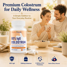 Colostrum bovin Zypherionixls avec étiquette détaillant les ingrédients