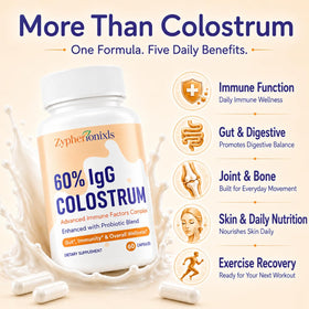 Colostrum bovin Zypherionixls sur une surface en bois