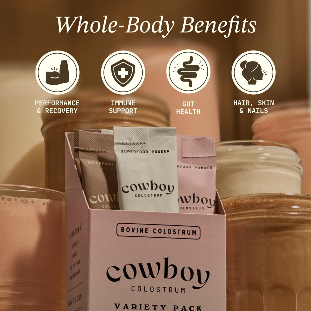 Colostrum Cowboy en poudre mélangé dans un verre d'eau