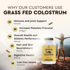Colostrum de bœuf Ancestral Supplements sur une table en bois
