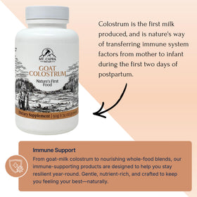 Colostrum de chèvre Mt. Capra 1000 mg 50g sur une table