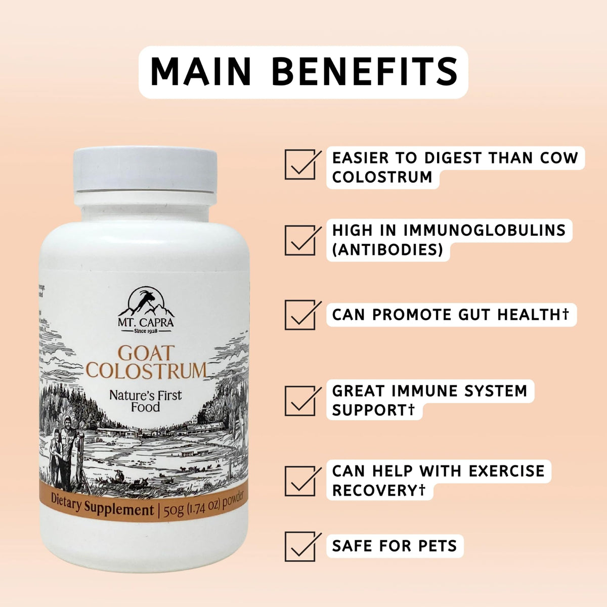 Colostrum de chèvre Mt. Capra 1000 mg 50g vue arrière