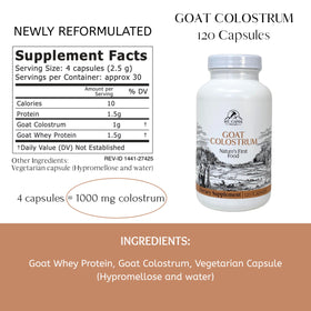 Colostrum de Chèvre Mt. Capra, flacon ouvert montrant les capsules