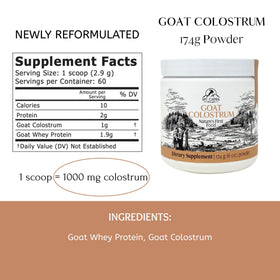 Colostrum de chèvre Mt. Capra, vue latérale de l'emballage