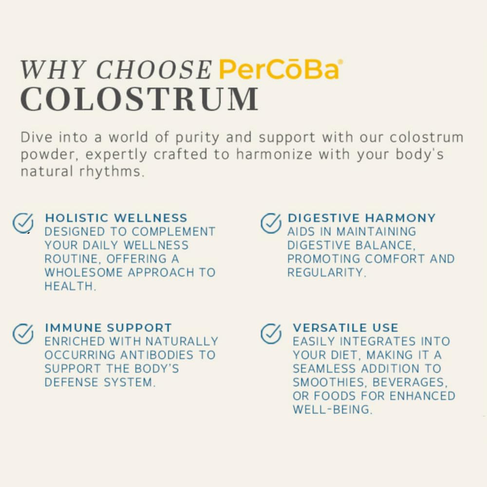 Colostrum en poudre PERCOBA 322g sur une table