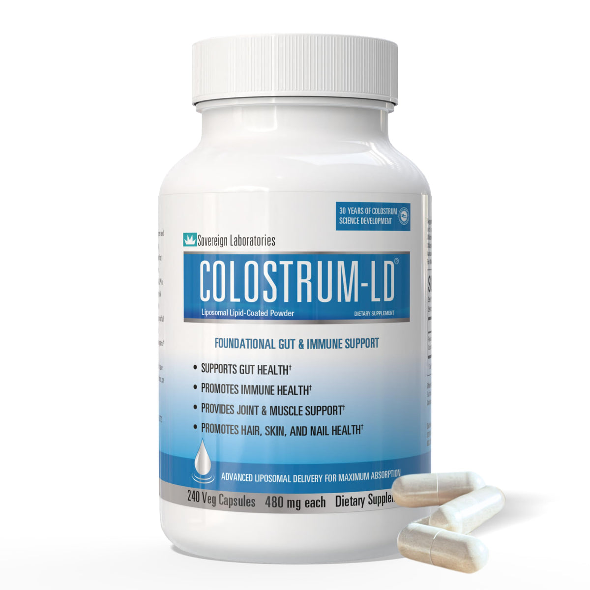 Colostrum-LD Capsules Liposomales 240 unités vue avant