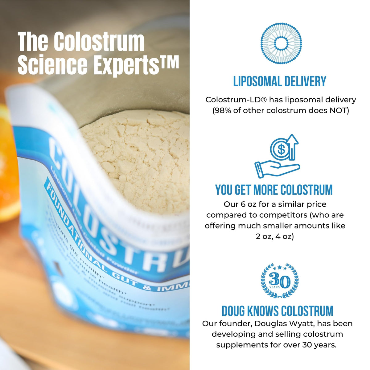 Colostrum-LD Poudre de Colostrum Liposomal 12oz Vanille emballage