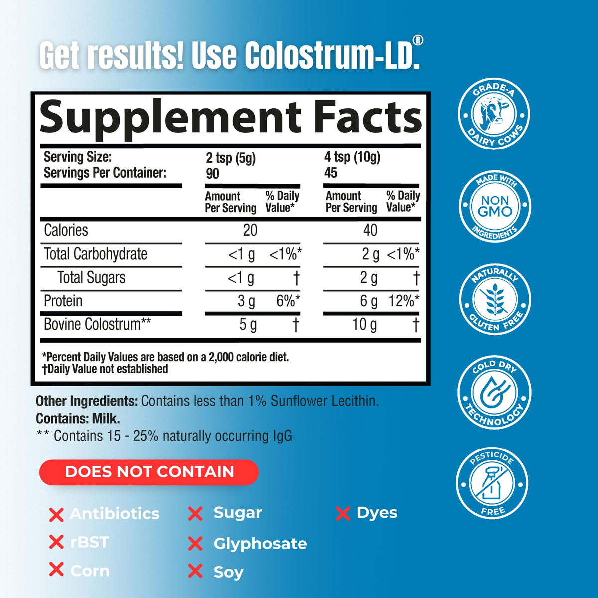 Colostrum-LD Poudre de Colostrum Liposomal 472g emballage