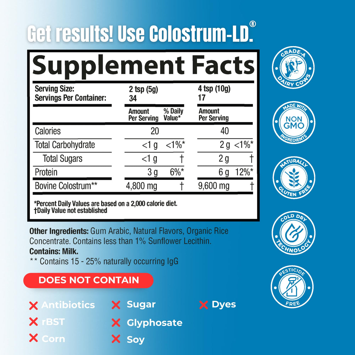 Colostrum-LD Poudre Liposomale 6 oz Vanille, emballage