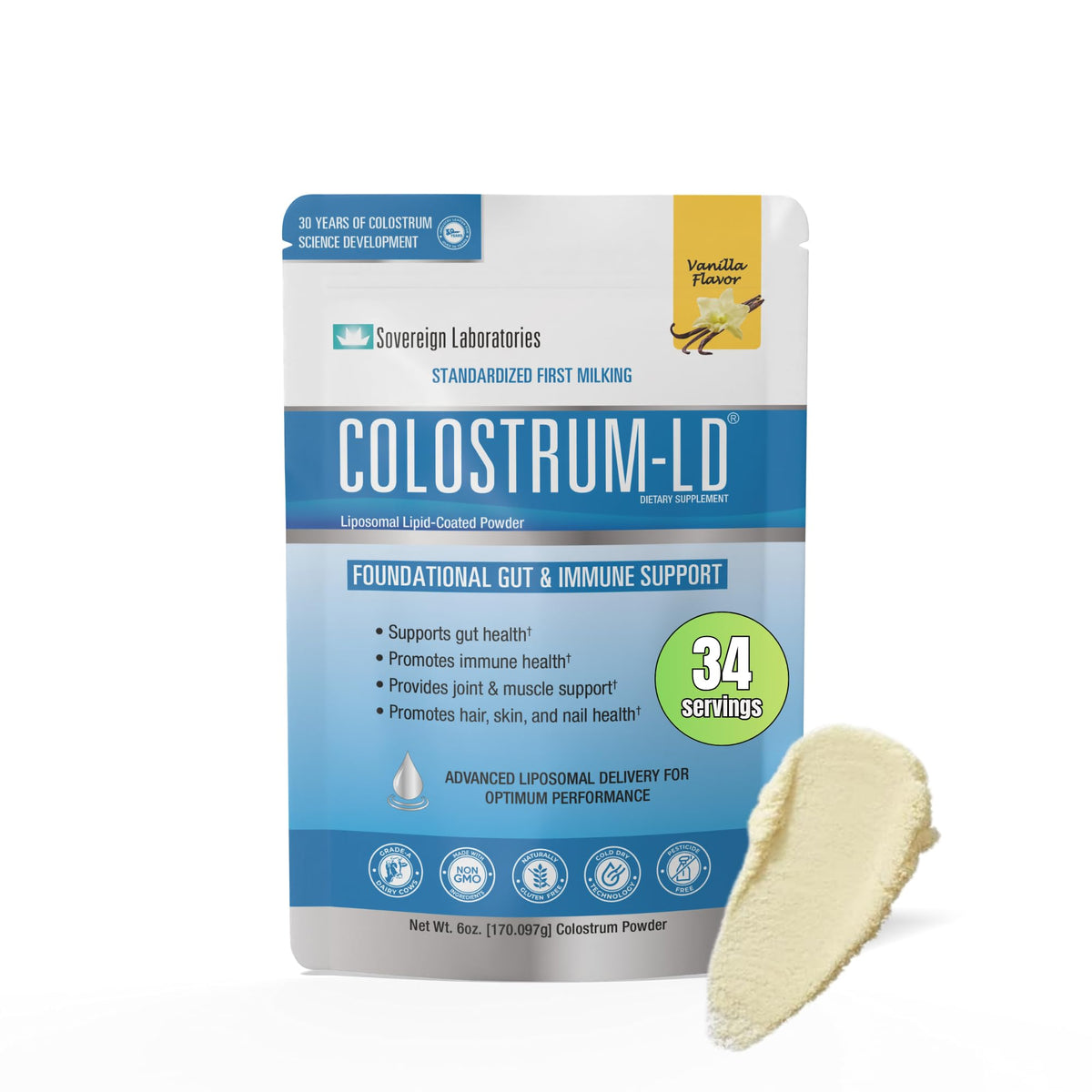 Colostrum-LD Poudre Liposomale 6 oz Vanille, vue de face