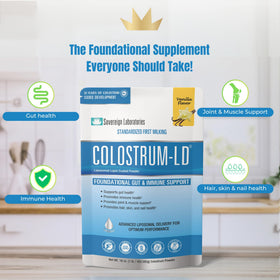 Colostrum-LD Poudre Vanille Naturelle 453g mélange dans un verre