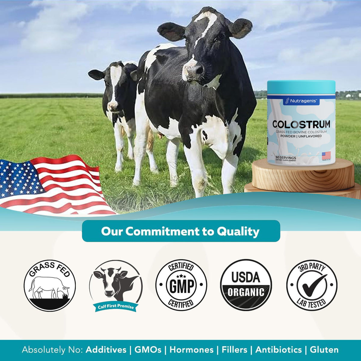 Colostrum™ Premium Poudre Nutragenis 91g en utilisation dans un smoothie