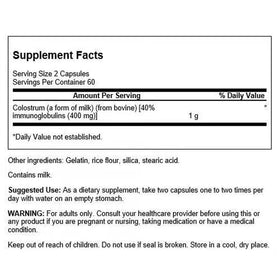 Colostrum Swanson 500 mg 120 capsules, vue arrière