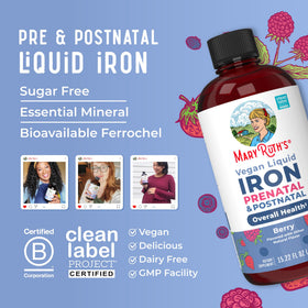 Comparaison de la taille de MARYRUTH'S Fer Liquide Prénatal & Postnatal