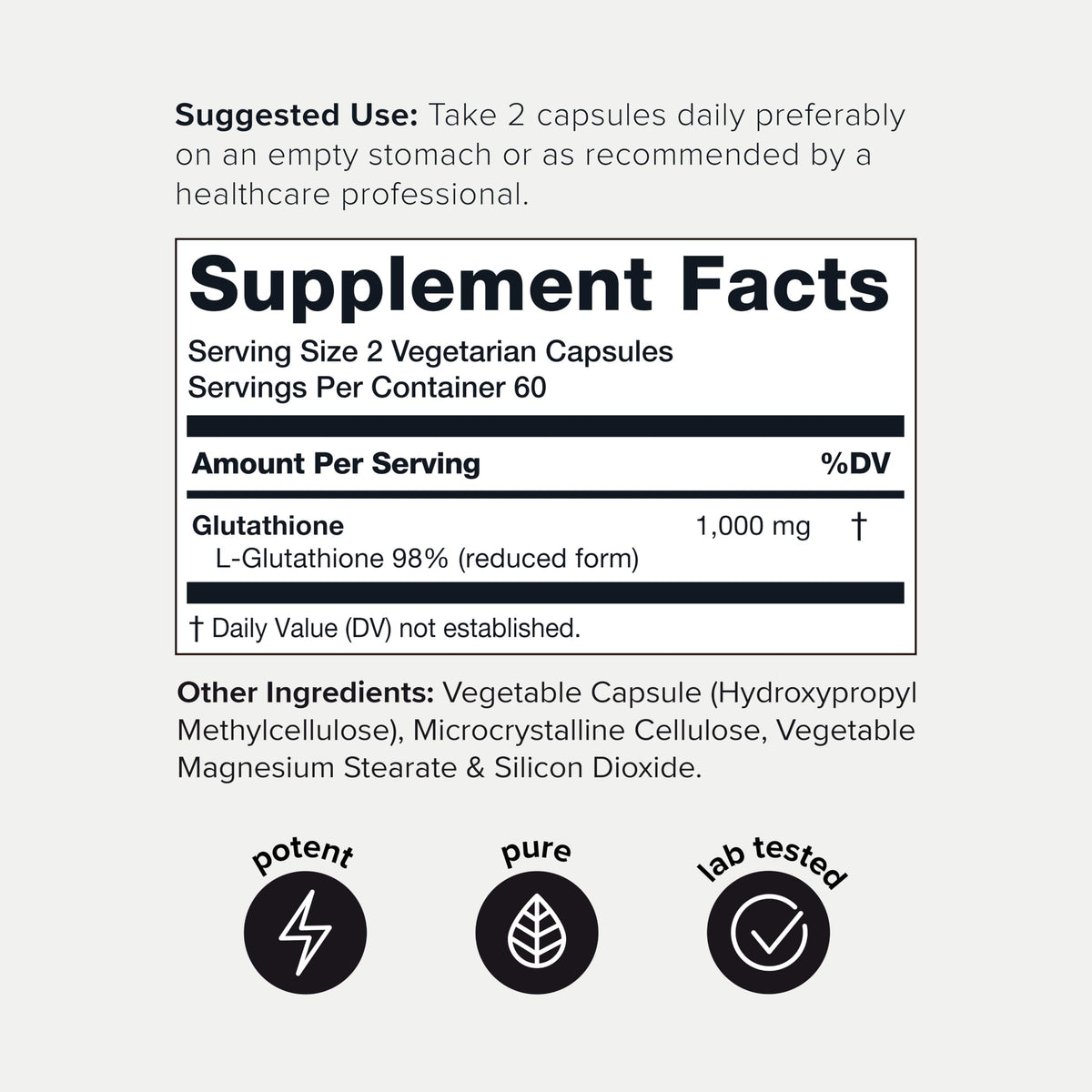 Comparaison de la taille des capsules de glutathione Toniiq