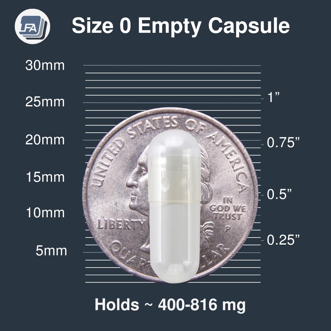 Comparaison de la taille des capsules vides LFA avec d'autres tailles