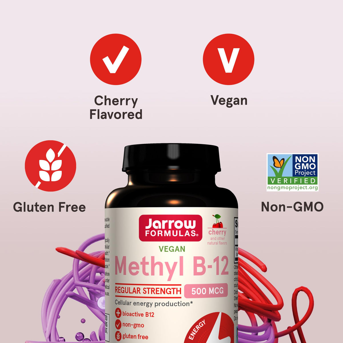 Comparaison de la taille des comprimés Methyl B-12 de Jarrow Formulas