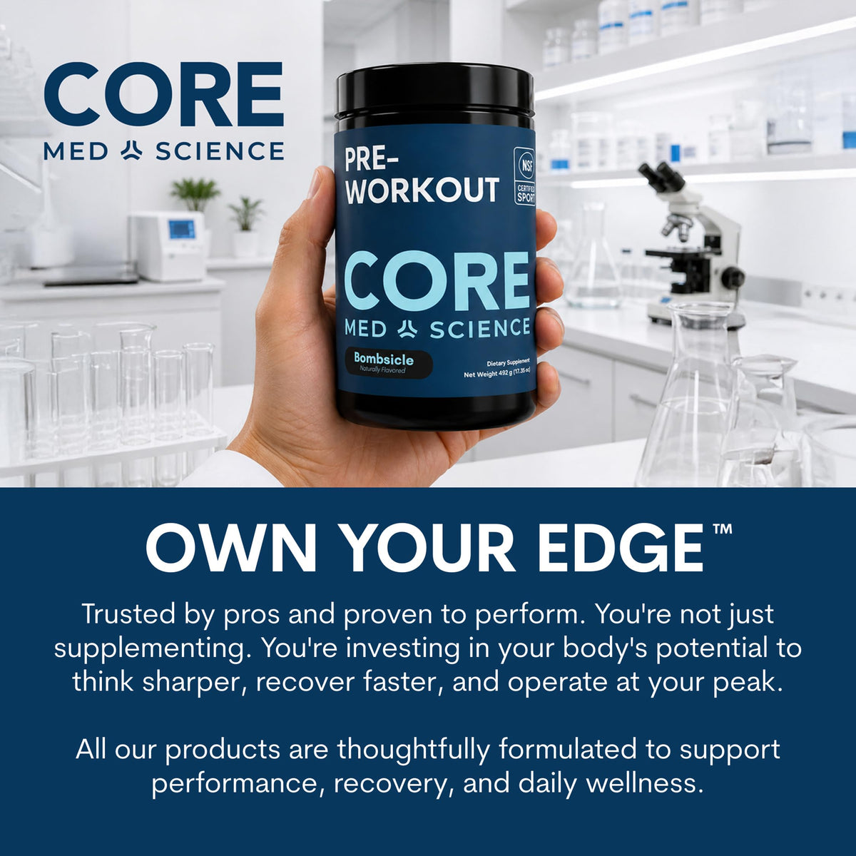 Comparaison de taille des capsules de Magnésium Bisglycinate Core Med Science
