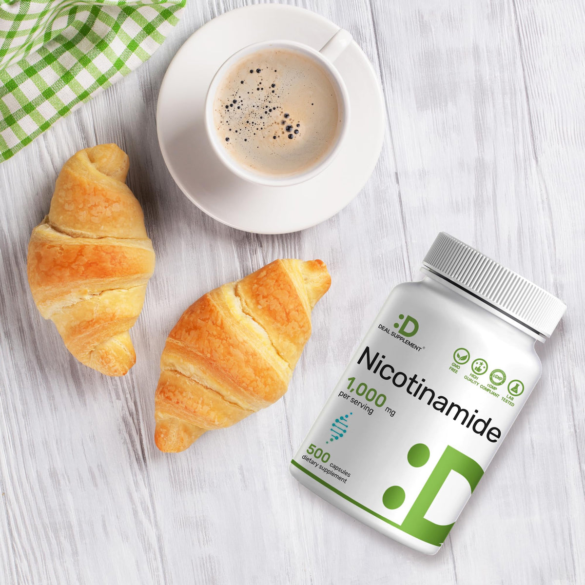 Comparaison de taille des capsules de Vitamine B3 Nicotinamide