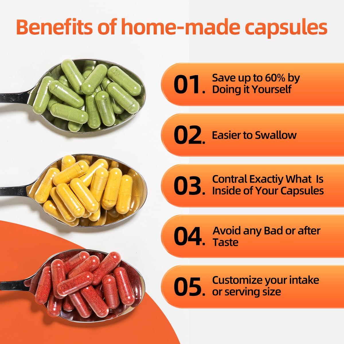 Comparaison des tailles de capsules vides CAPSLogist